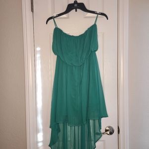 Green Stapless High Low Dress